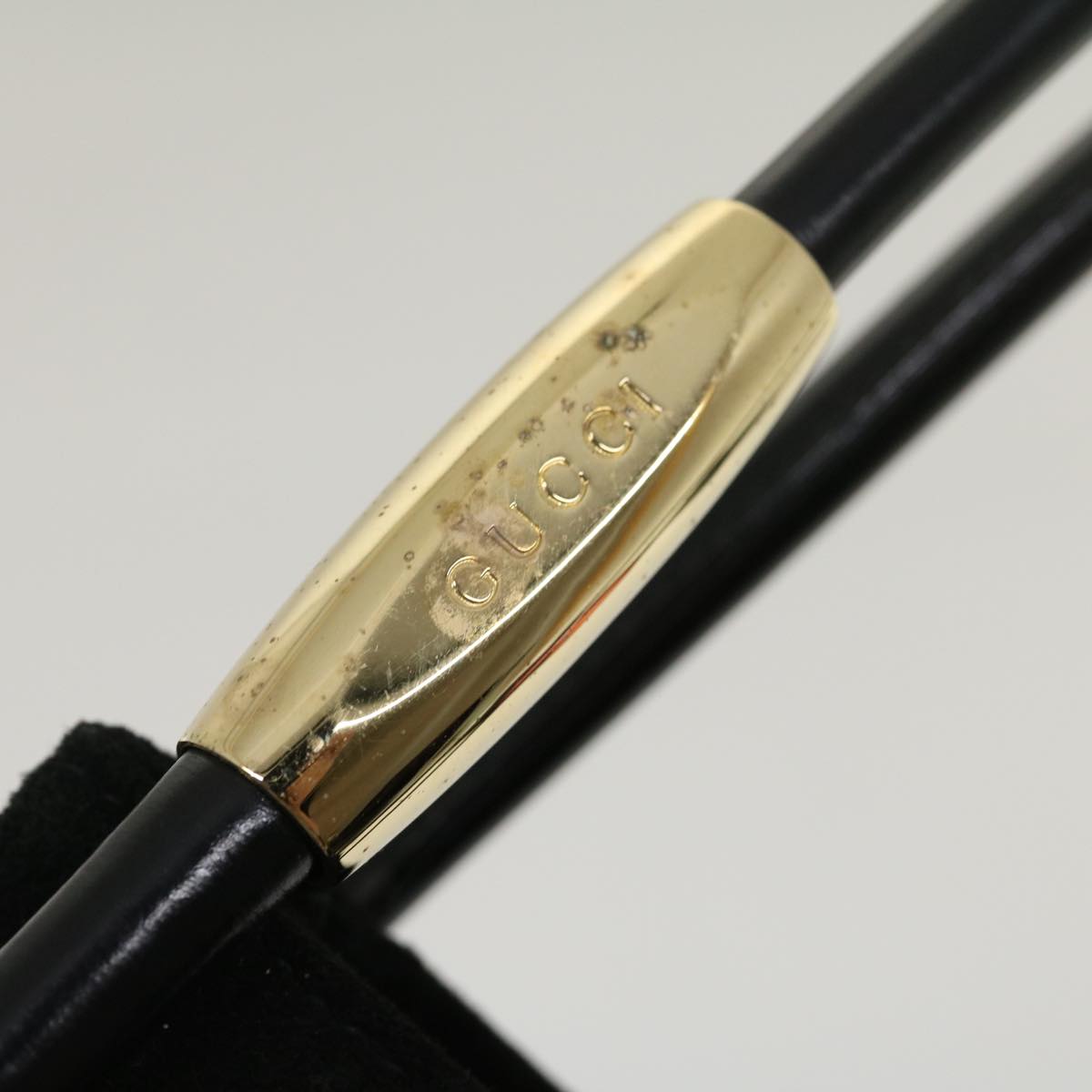 GUCCI Shoulder Bag Suede Leather Black fm1455
