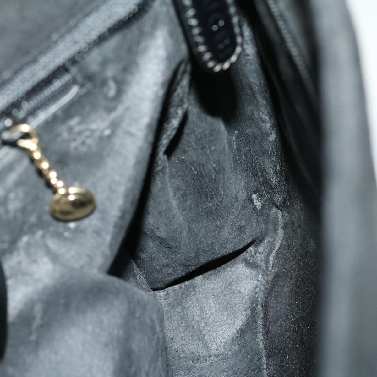 GUCCI Shoulder Bag Suede Leather Black fm1455