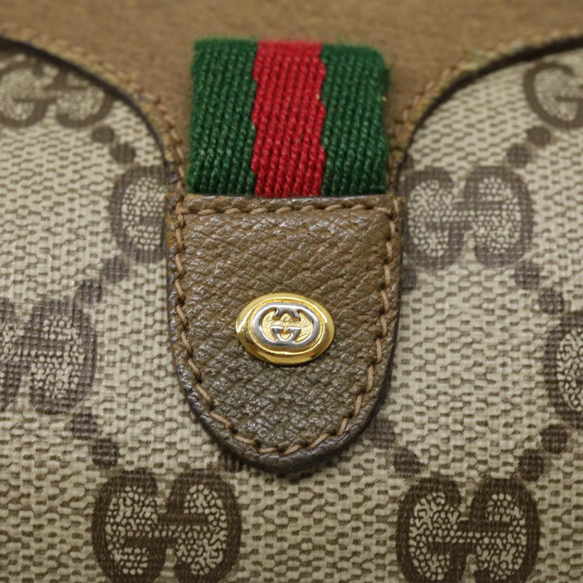 GUCCI GG Canvas Web Sherry Line Shoulder Bag Beige Red Green 8902018 fm1530