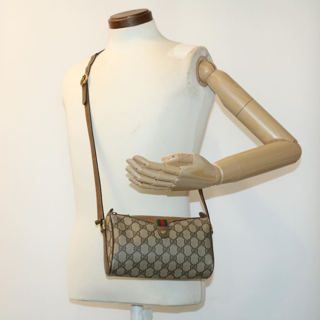 GUCCI GG Canvas Web Sherry Line Shoulder Bag Beige Red Green 8902018 fm1530