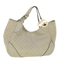 GUCCI GG Canvas Tote Bag Leather White fm1564
