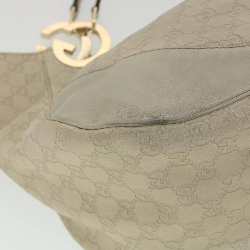 GUCCI GG Canvas Tote Bag Leather White fm1564