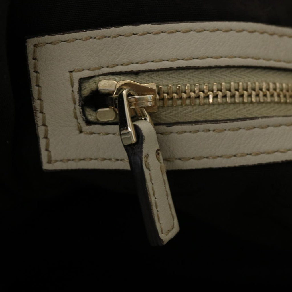 GUCCI GG Canvas Tote Bag Leather White fm1564