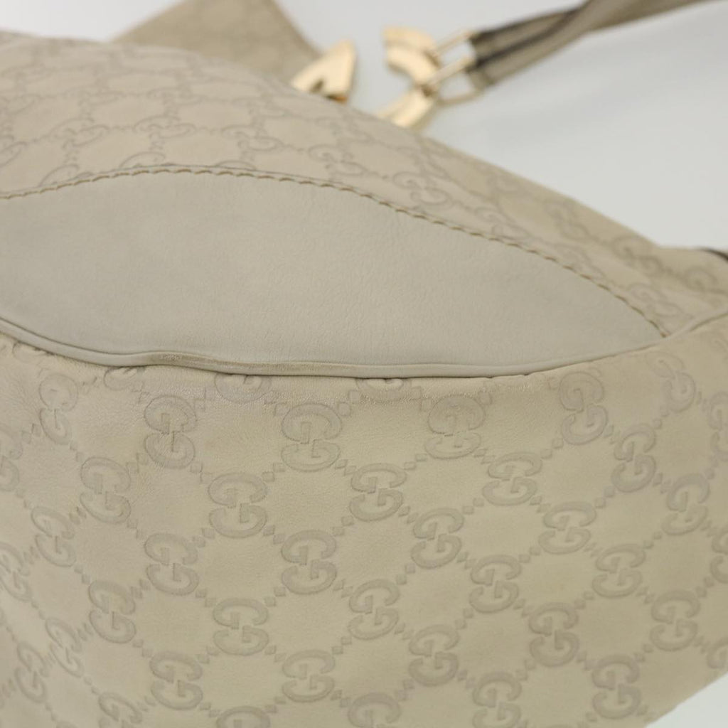 GUCCI GG Canvas Tote Bag Leather White fm1564