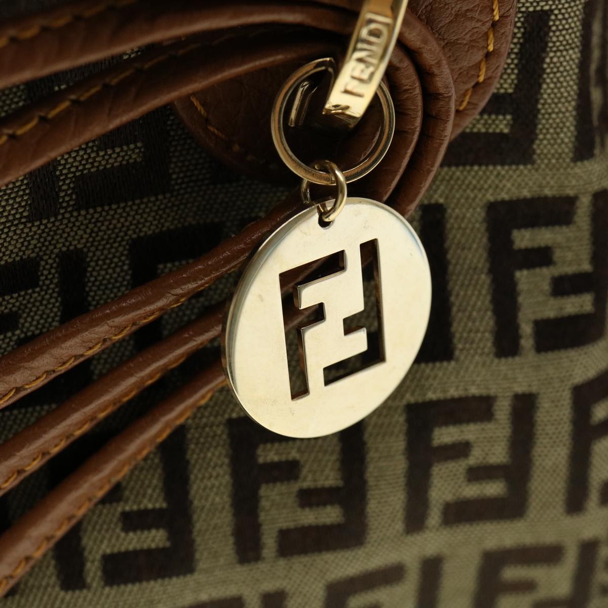 FENDI Zucchino Canvas Tote Bag Brown fm1568