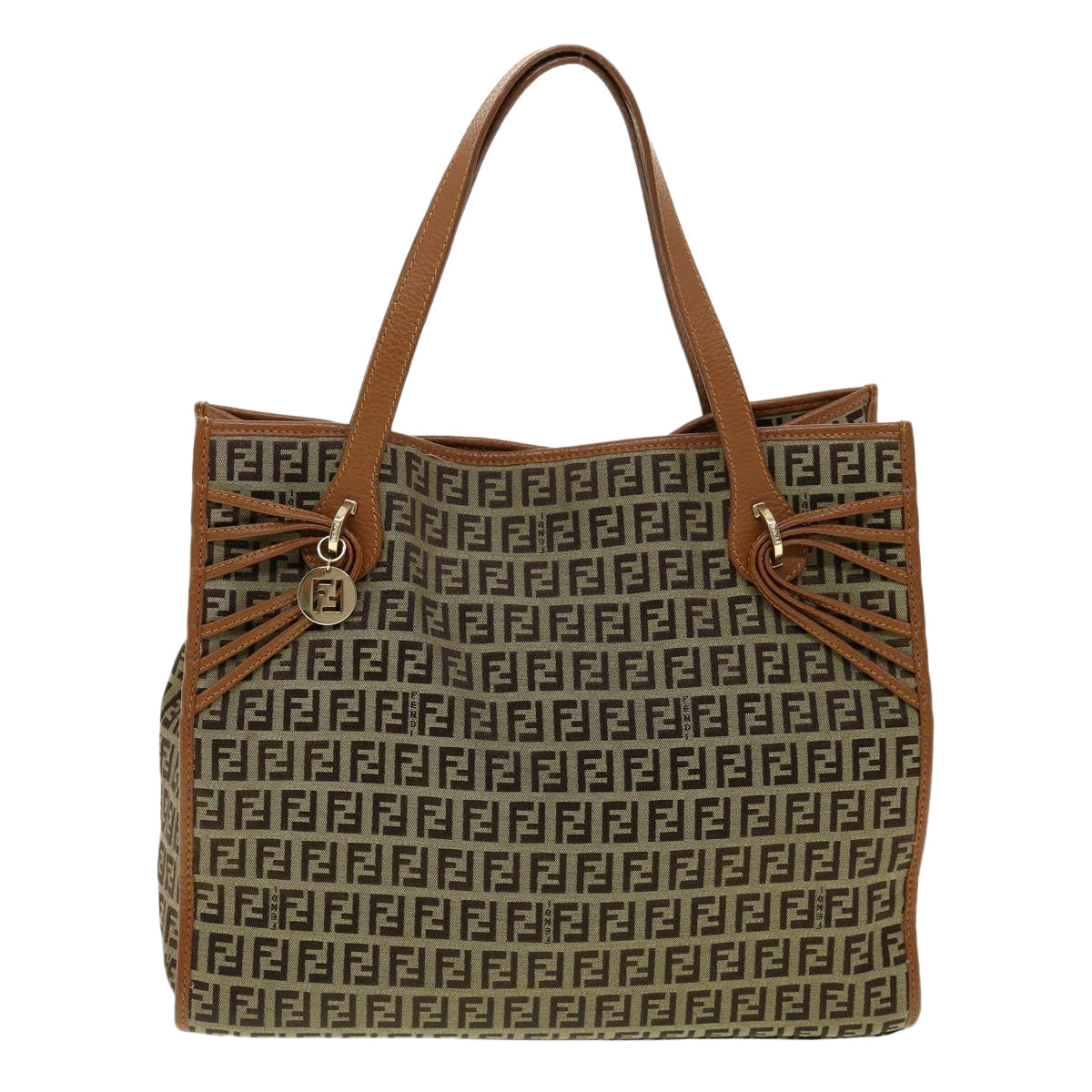 FENDI Zucchino Canvas Tote Bag Brown fm1568