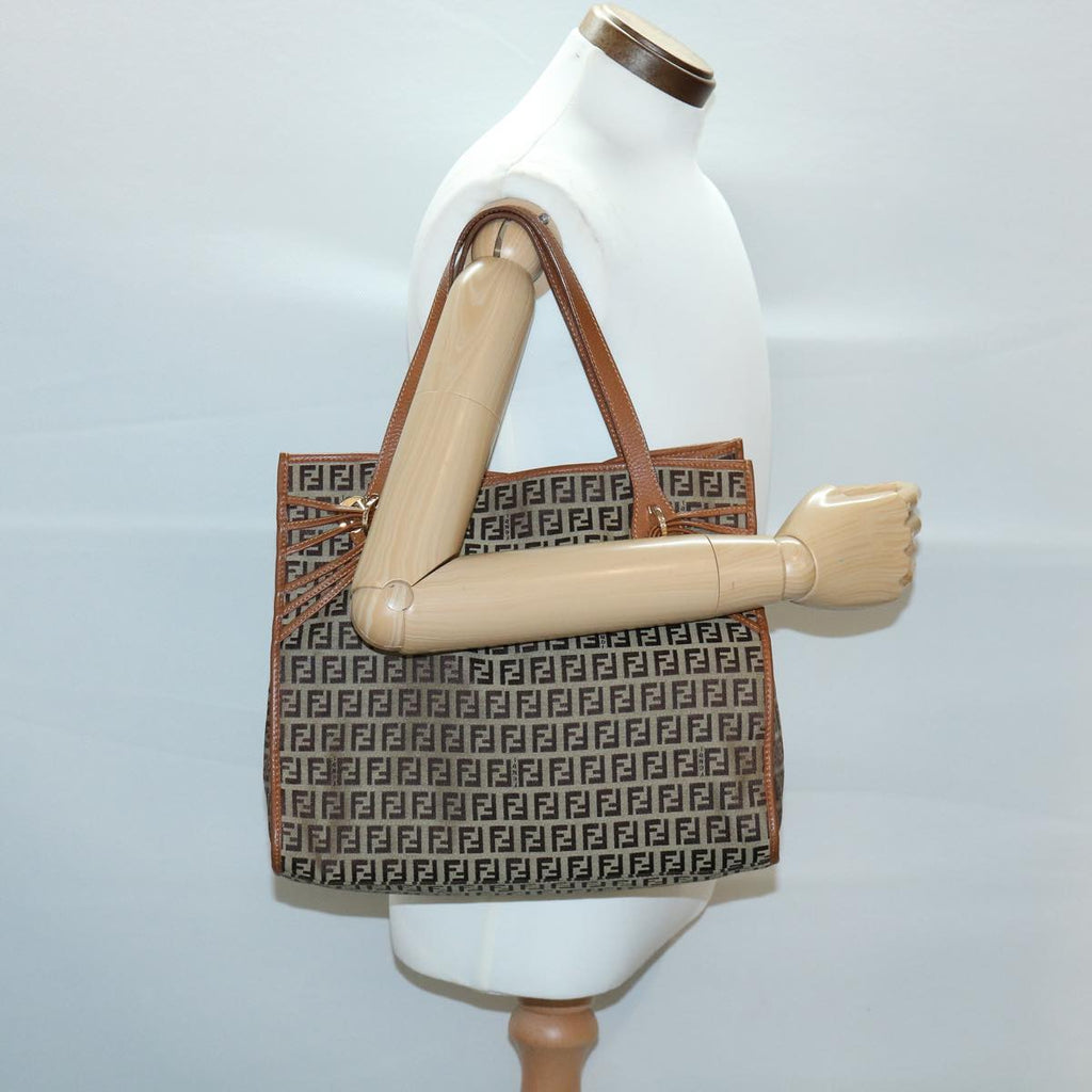 FENDI Zucchino Canvas Tote Bag Brown fm1568
