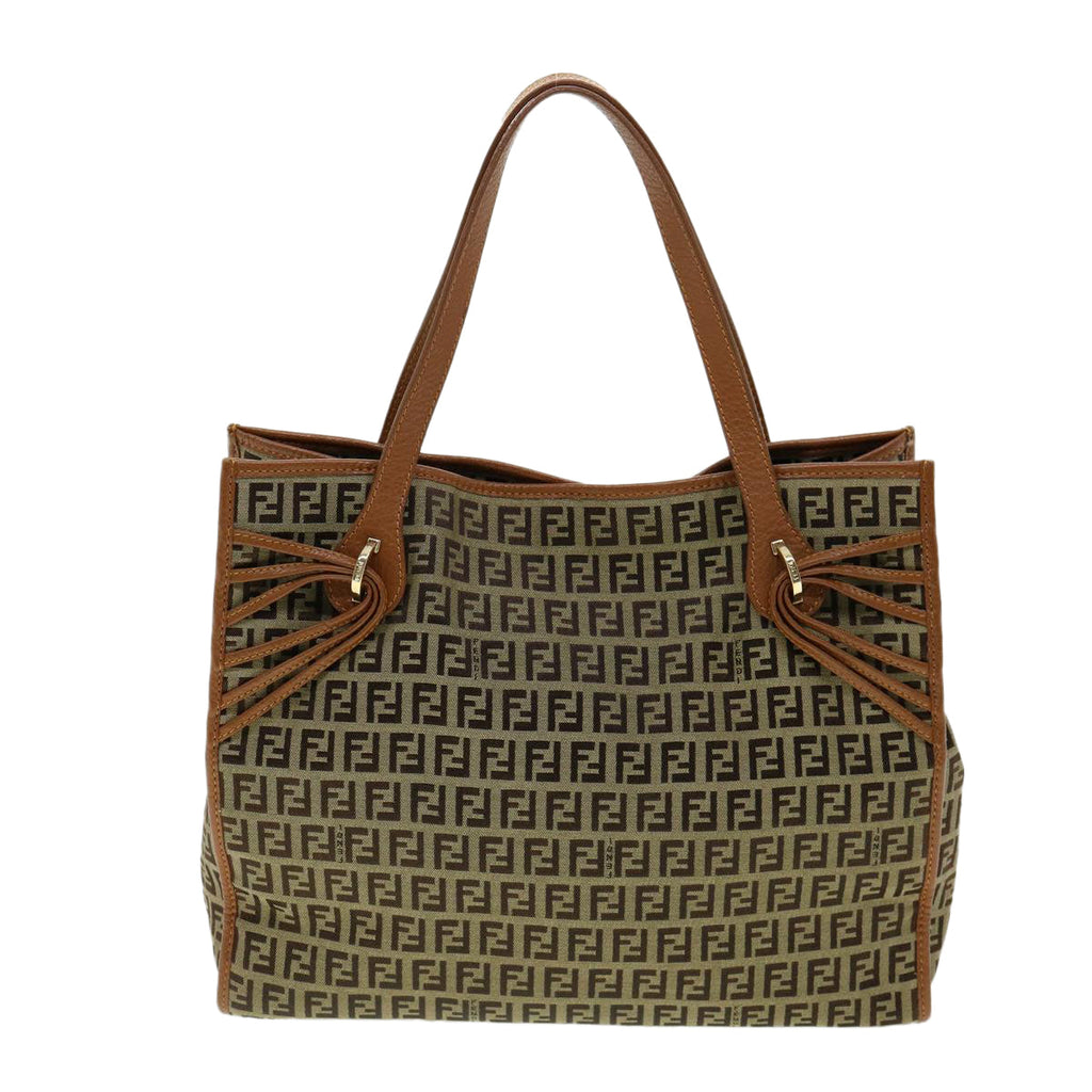 FENDI Zucchino Canvas Tote Bag Brown fm1568