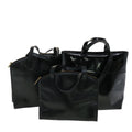 GUCCI Hand Bag Leather 3Set Black fm1716