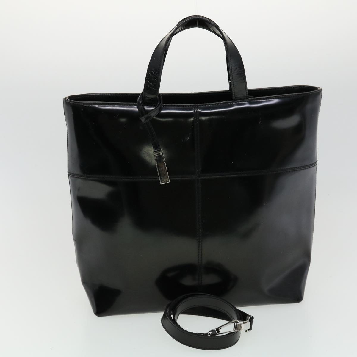 GUCCI Hand Bag Leather 3Set Black fm1716