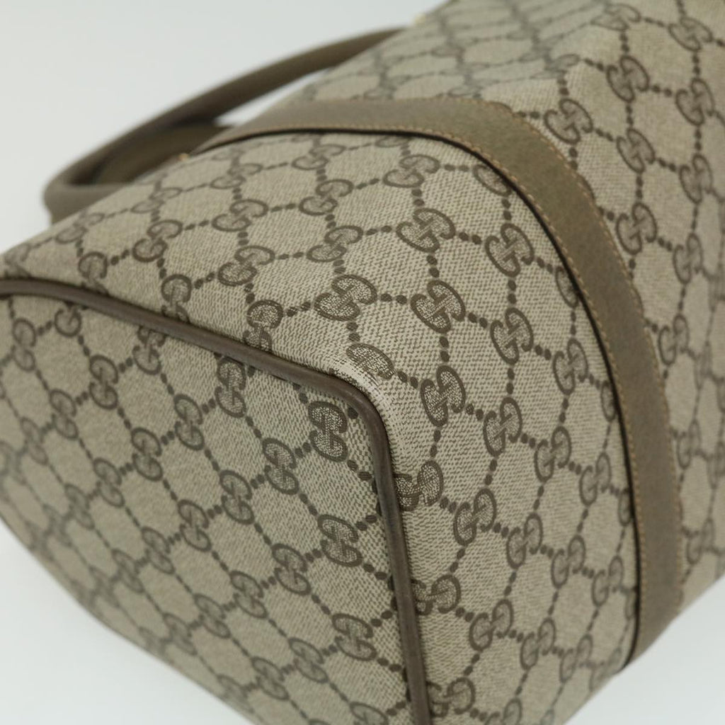 GUCCI Web Sherry Line GG Canvas Boston Bag PVC Leather Beige Green fm1775