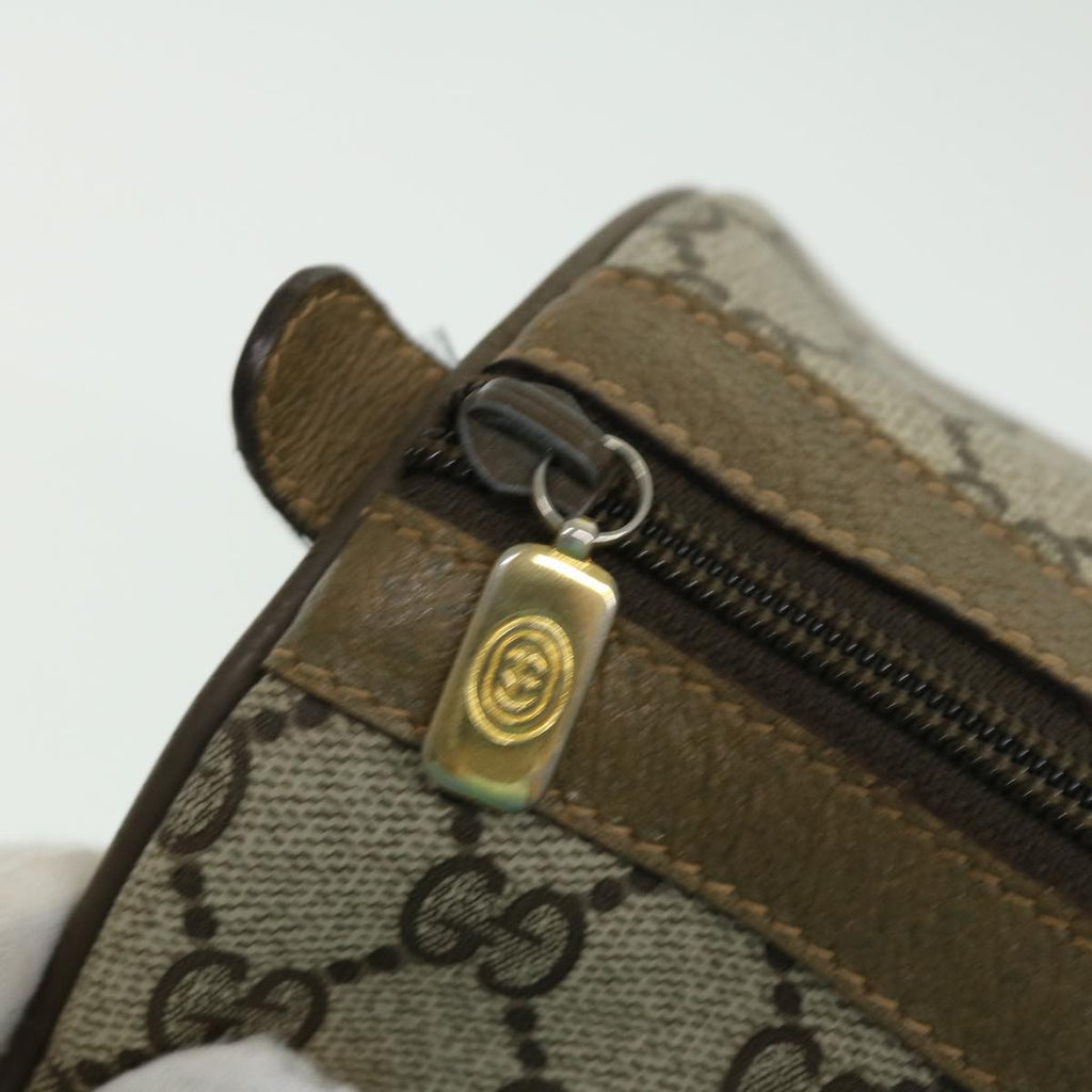 GUCCI Web Sherry Line GG Canvas Boston Bag PVC Leather Beige Green fm1775