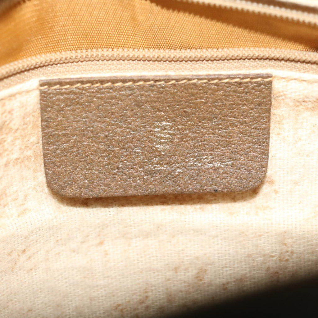GUCCI Web Sherry Line GG Canvas Boston Bag PVC Leather Beige Green fm1775