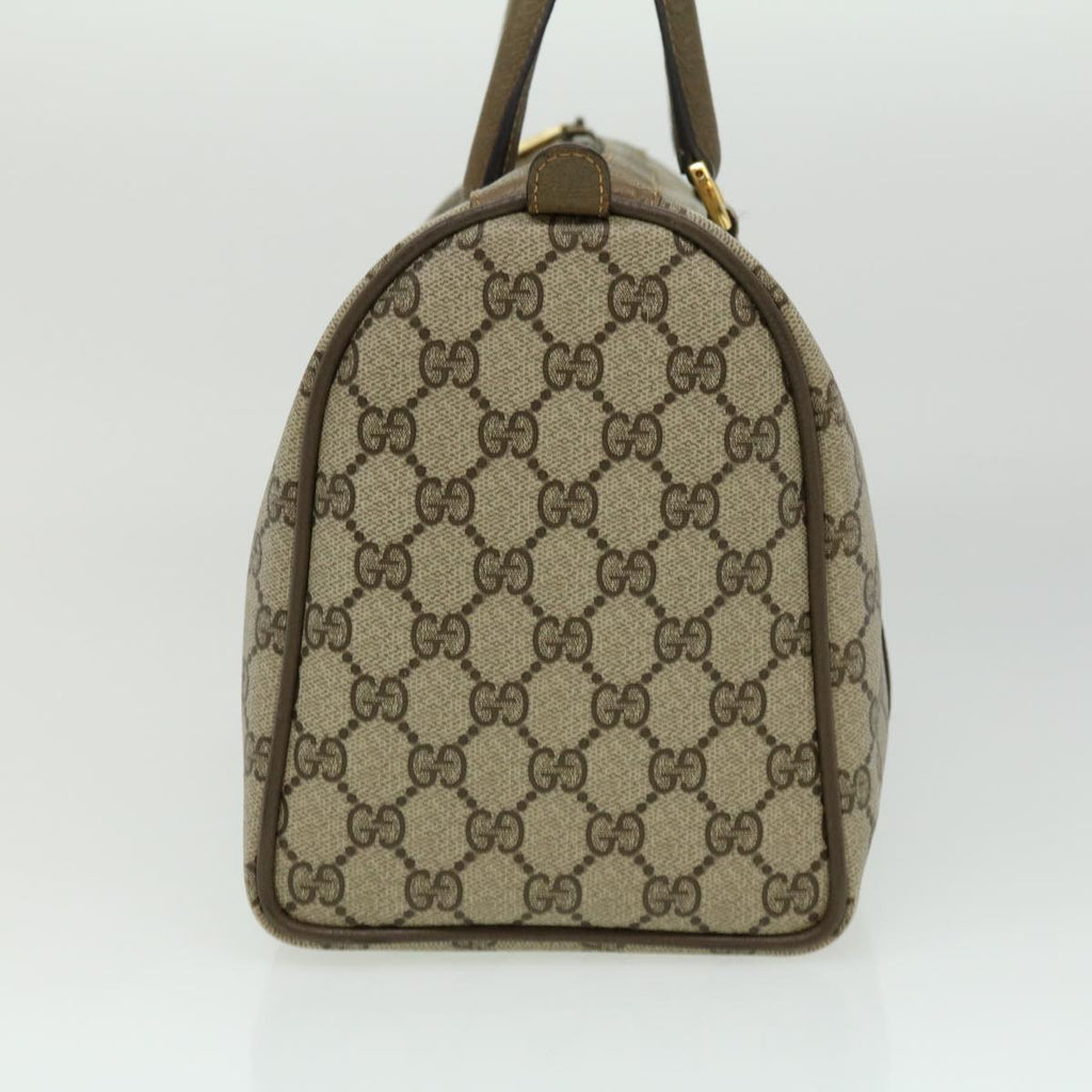 GUCCI Web Sherry Line GG Canvas Boston Bag PVC Leather Beige Green fm1775