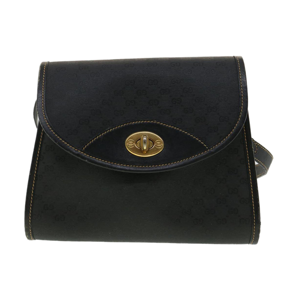 GUCCI Micro GG Canvas Turn Lock Shoulder Bag Black fm1814