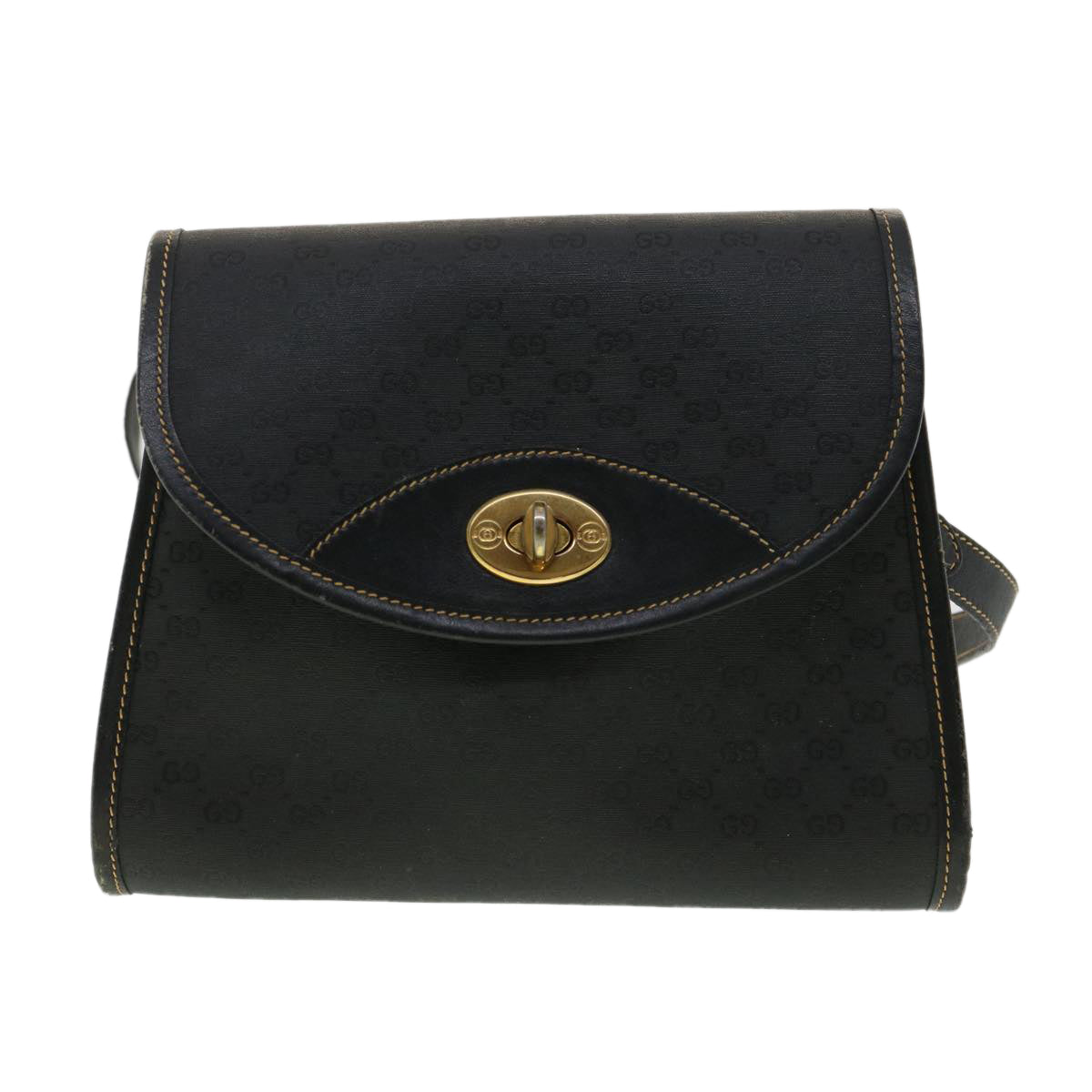 GUCCI Micro GG Canvas Turn Lock Shoulder Bag Black fm1814