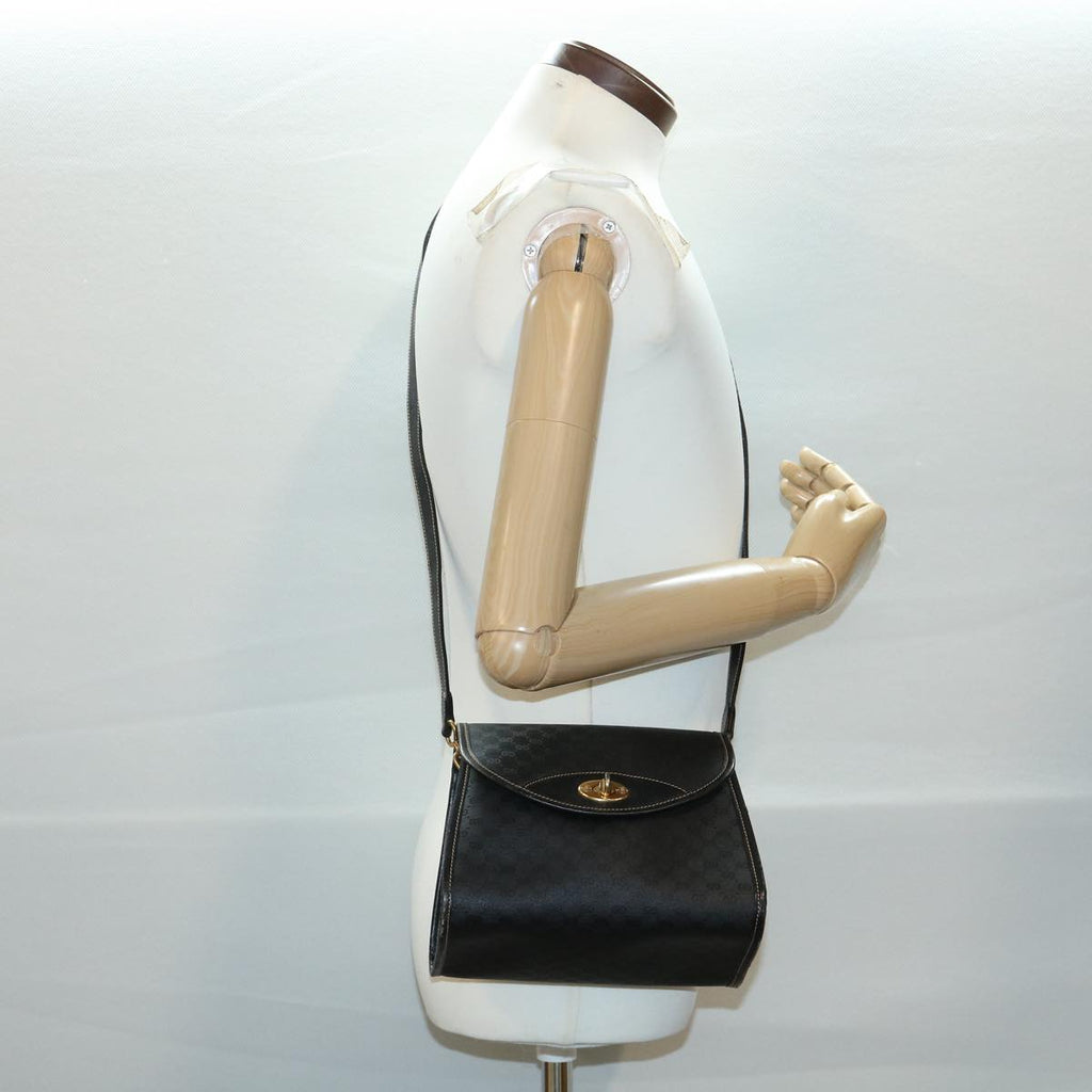 GUCCI Micro GG Canvas Turn Lock Shoulder Bag Black fm1814
