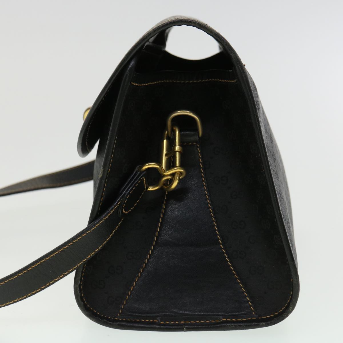 GUCCI Micro GG Canvas Turn Lock Shoulder Bag Black fm1814