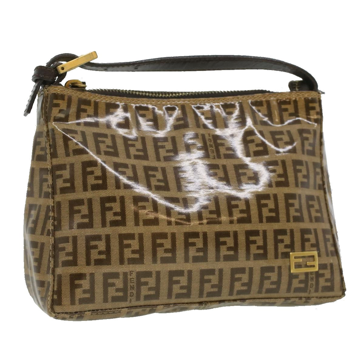 FENDI Zucchino Canvas Hand Bag Enamel Brown fm1867
