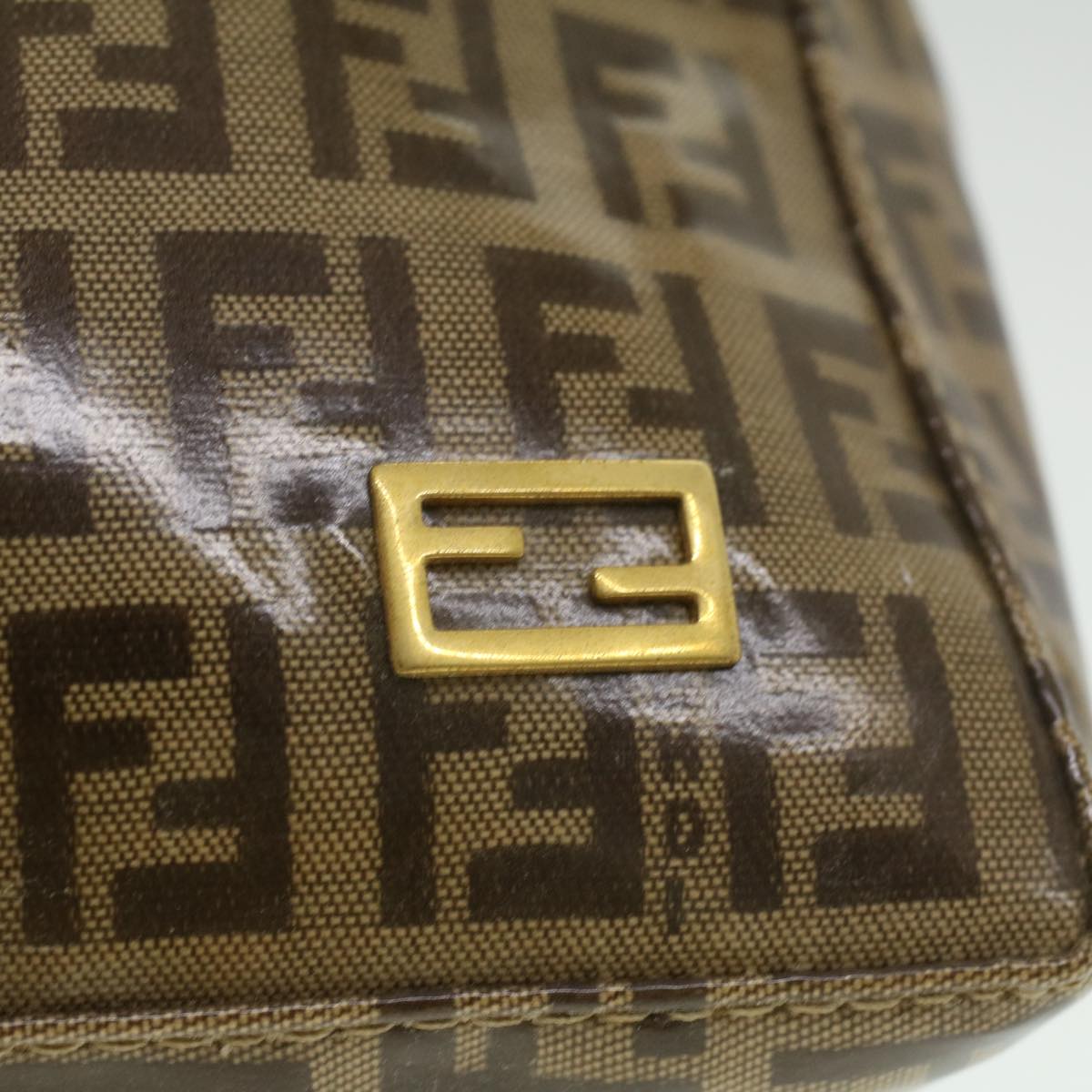 FENDI Zucchino Canvas Hand Bag Enamel Brown fm1867