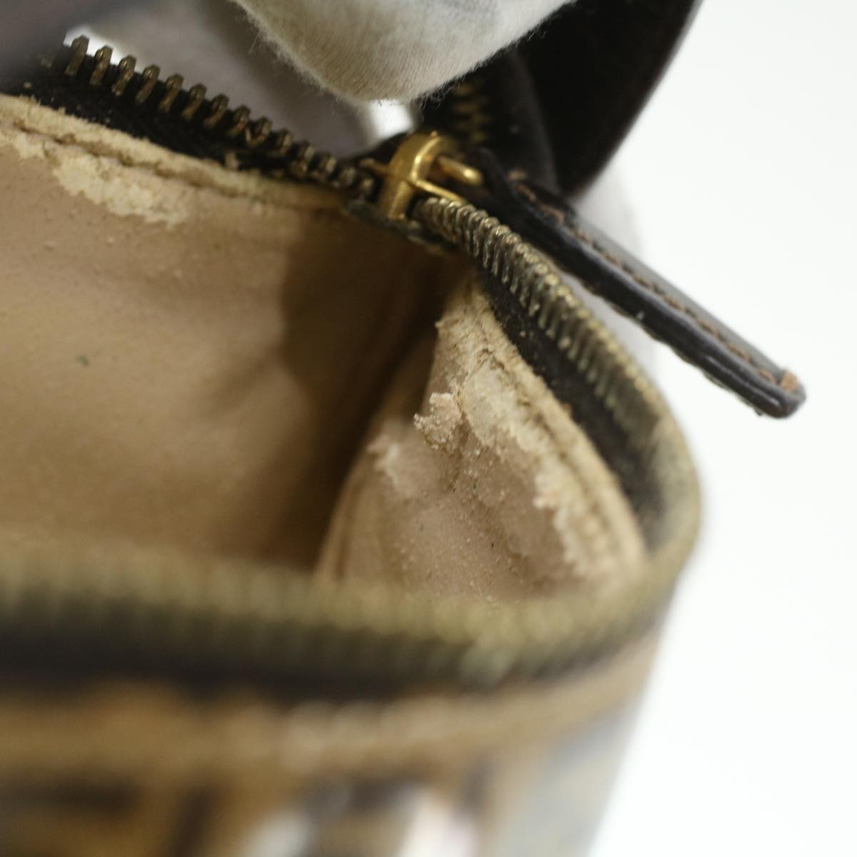 FENDI Zucchino Canvas Hand Bag Enamel Brown fm1867