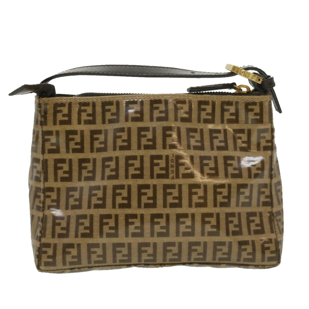 FENDI Zucchino Canvas Hand Bag Enamel Brown fm1867