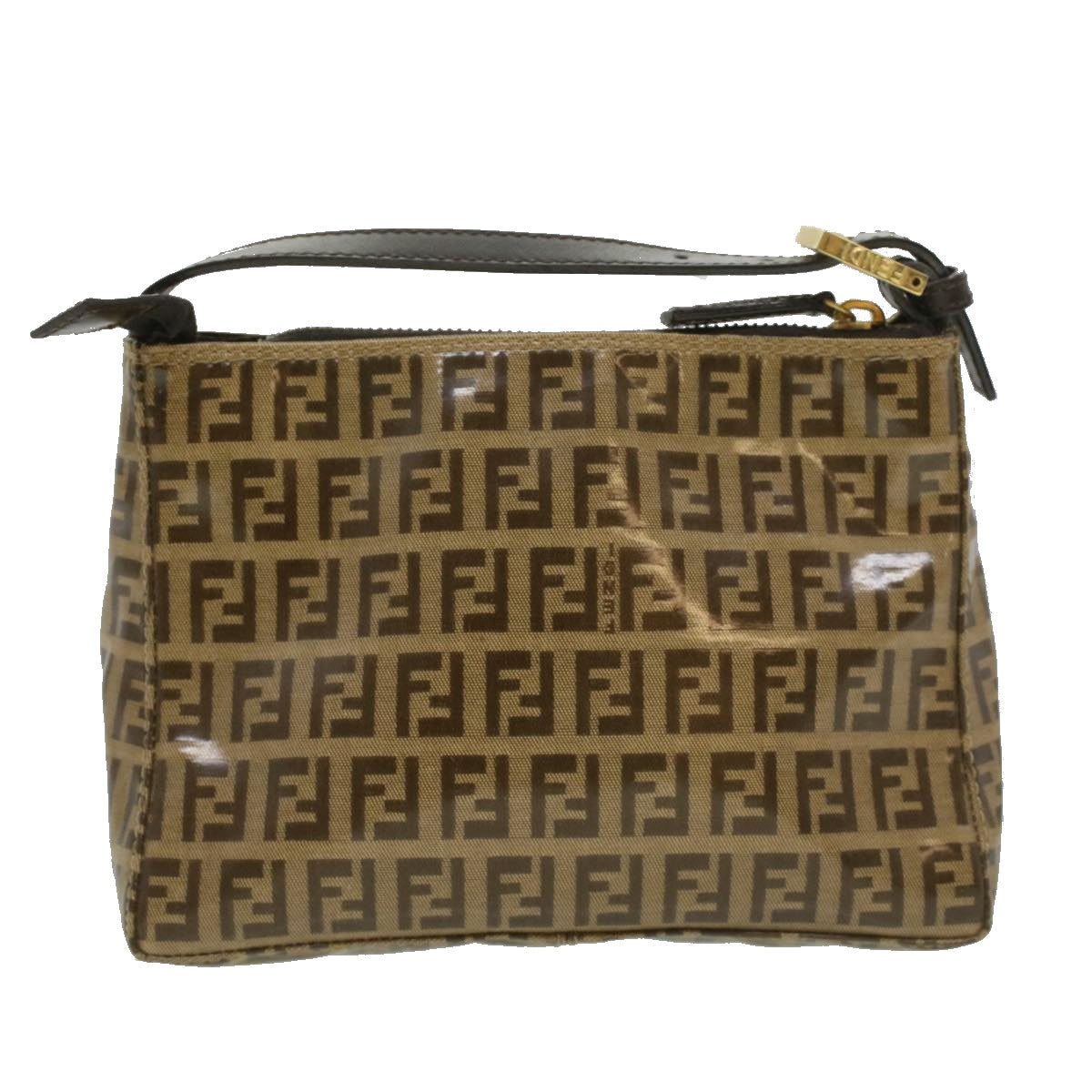 FENDI Zucchino Canvas Hand Bag Enamel Brown fm1867