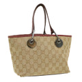 GUCCI GG Canvas Hand Bag Beige Red 120844 fm1892