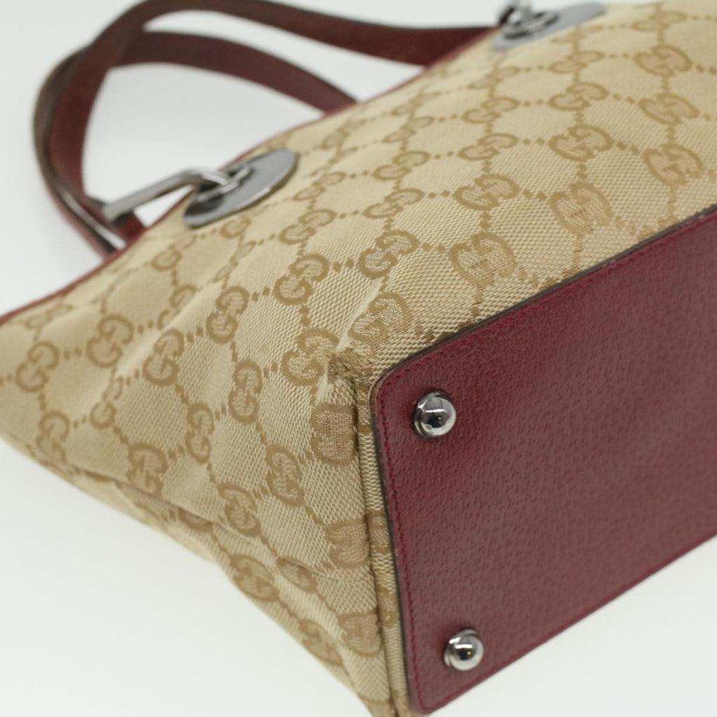 GUCCI GG Canvas Hand Bag Beige Red 120844 fm1892