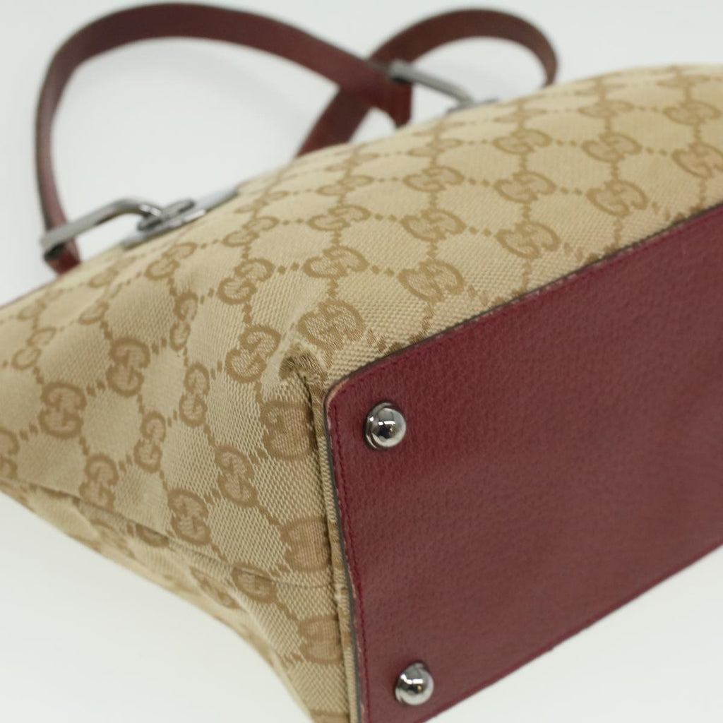 GUCCI GG Canvas Hand Bag Beige Red 120844 fm1892