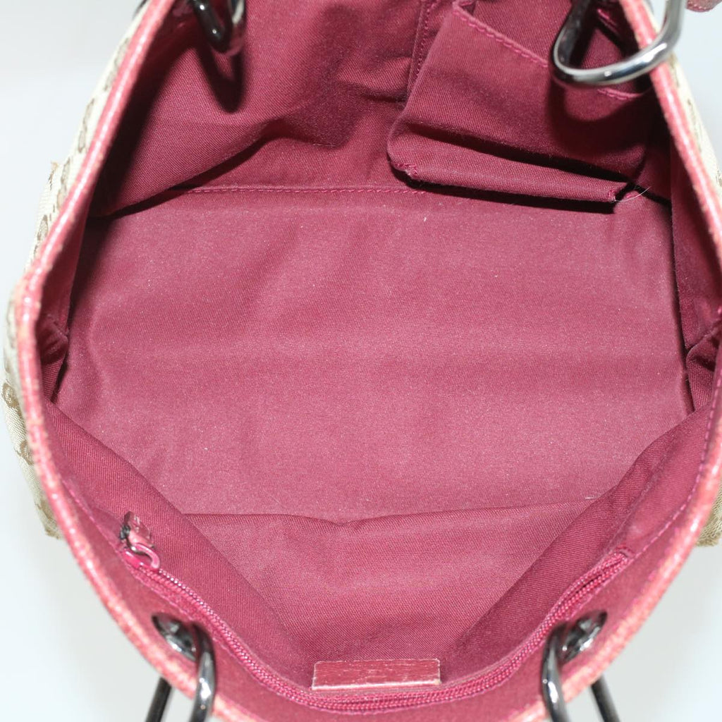 GUCCI GG Canvas Hand Bag Beige Red 120844 fm1892