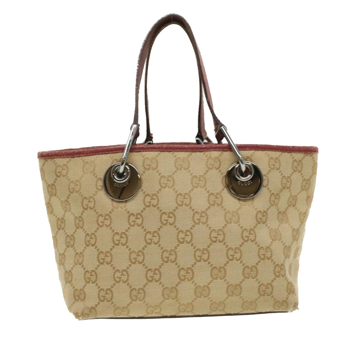 GUCCI GG Canvas Hand Bag Beige Red 120844 fm1892