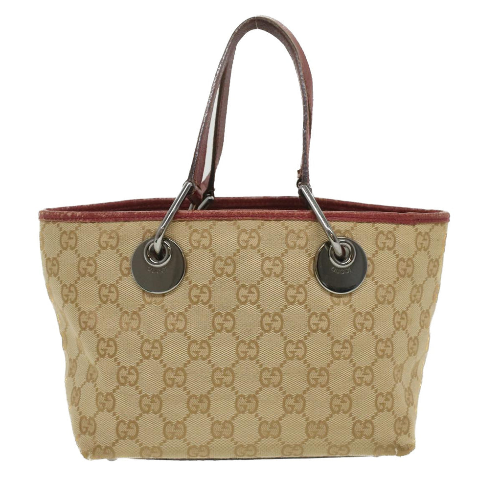 GUCCI GG Canvas Hand Bag Beige Red 120844 fm1892
