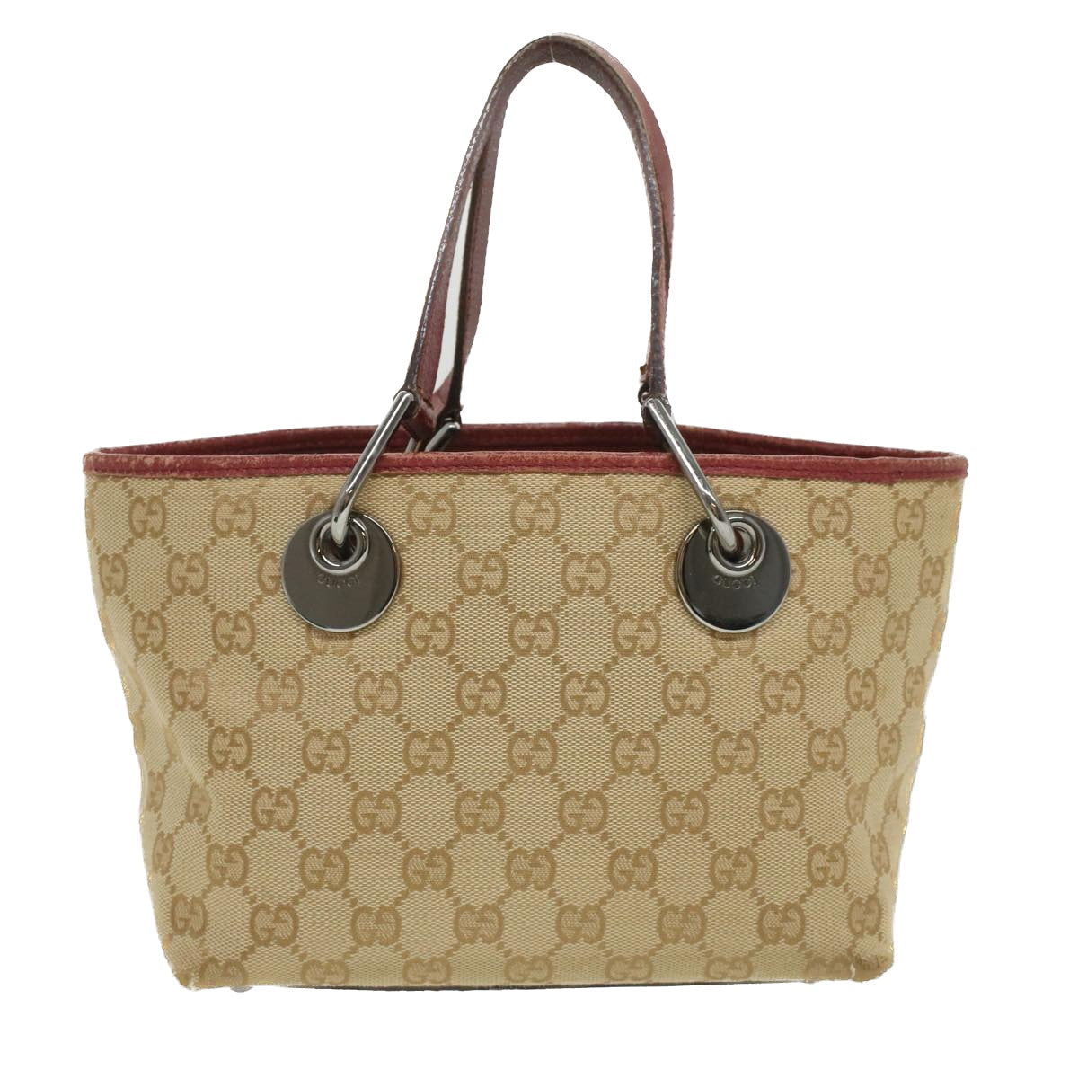 GUCCI GG Canvas Hand Bag Beige Red 120844 fm1892