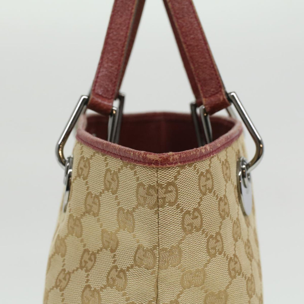 GUCCI GG Canvas Hand Bag Beige Red 120844 fm1892
