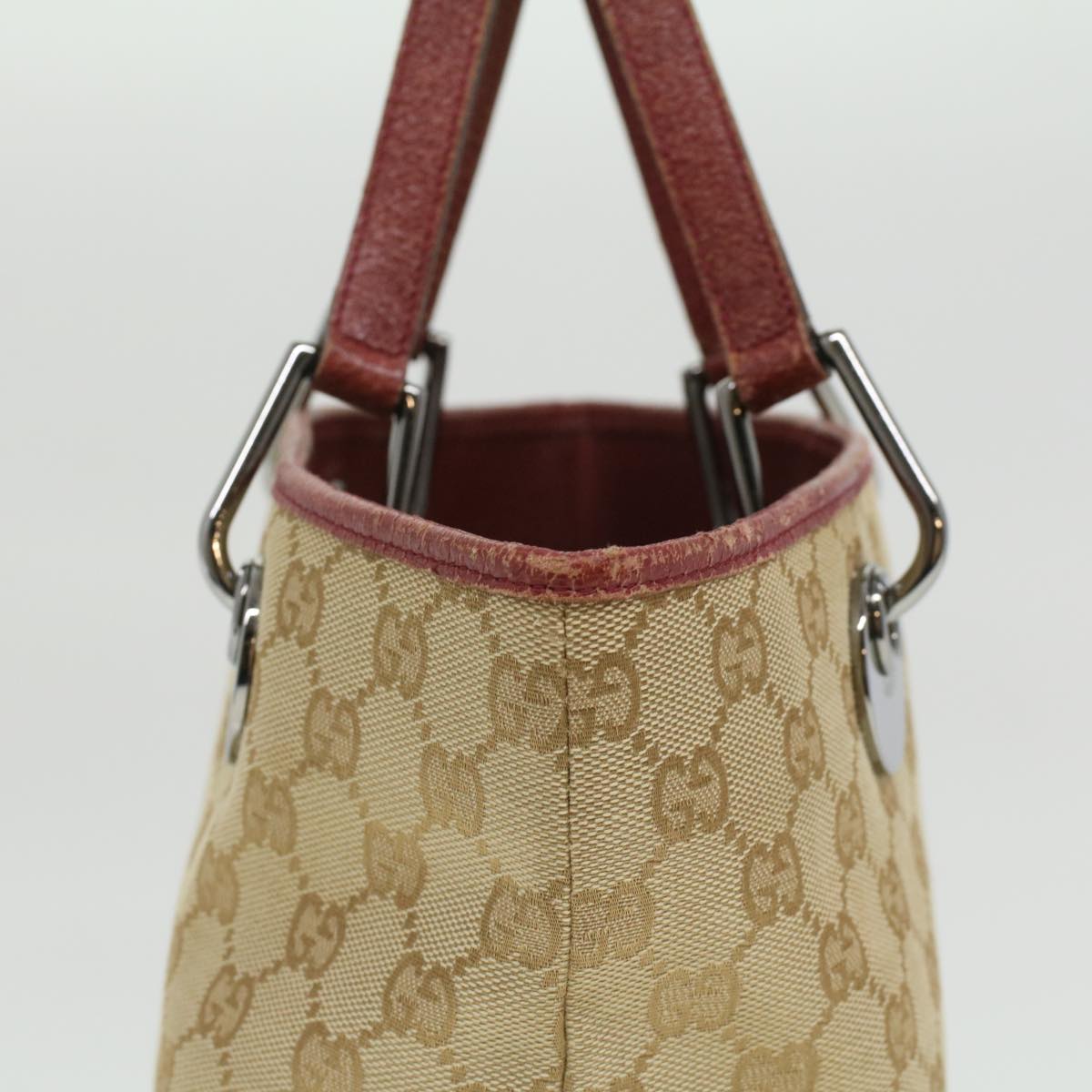 GUCCI GG Canvas Hand Bag Beige Red 120844 fm1892