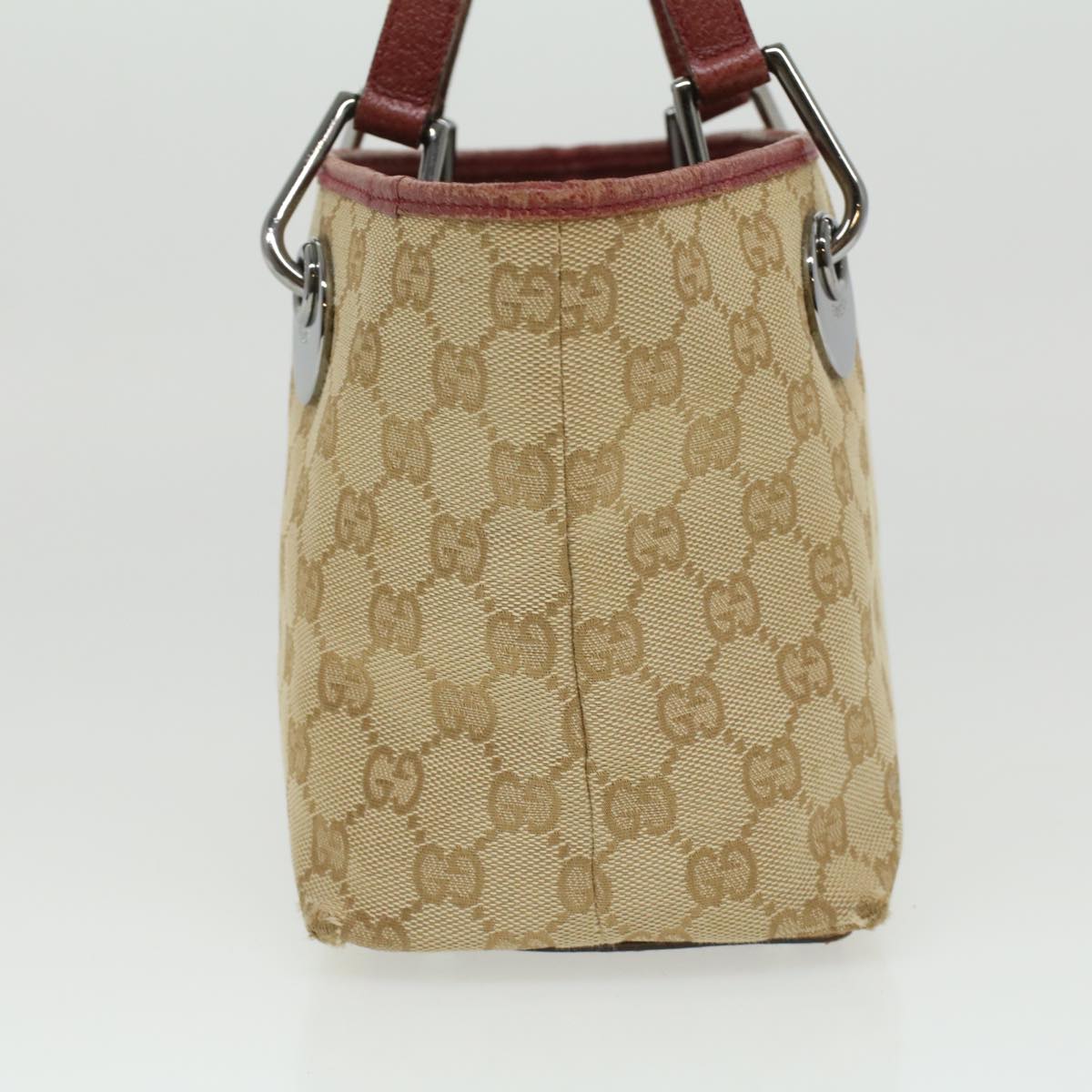 GUCCI GG Canvas Hand Bag Beige Red 120844 fm1892