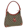 GUCCI GG Canvas Shoulder Bag Beige Red fm1893