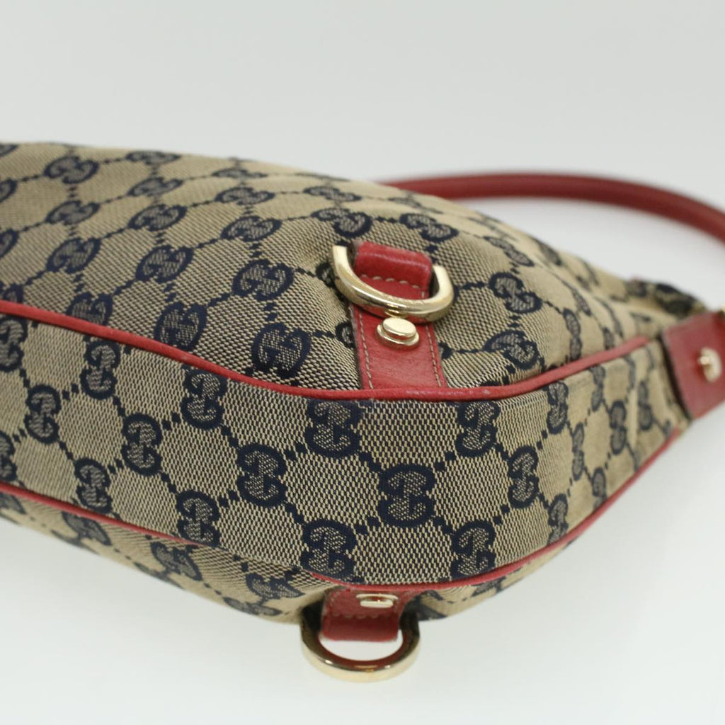 GUCCI GG Canvas Shoulder Bag Beige Red fm1893