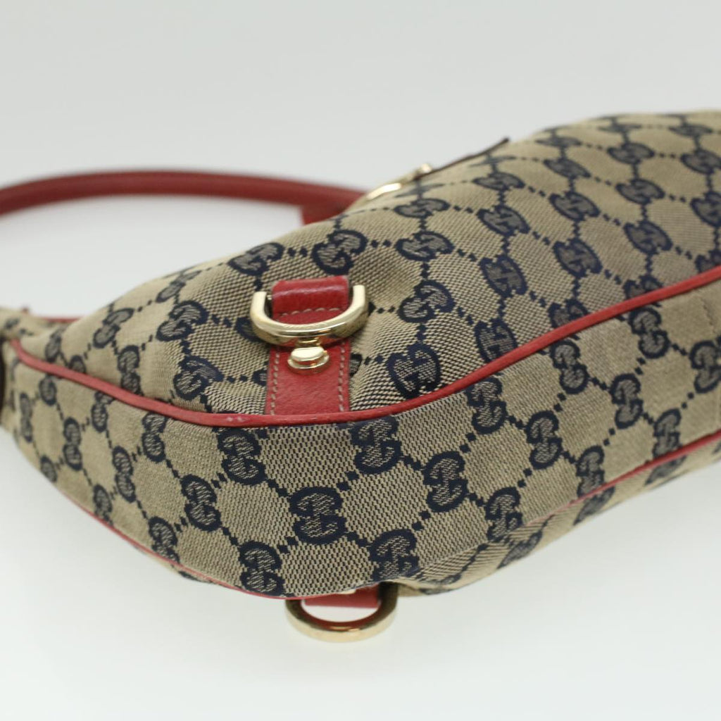 GUCCI GG Canvas Shoulder Bag Beige Red fm1893