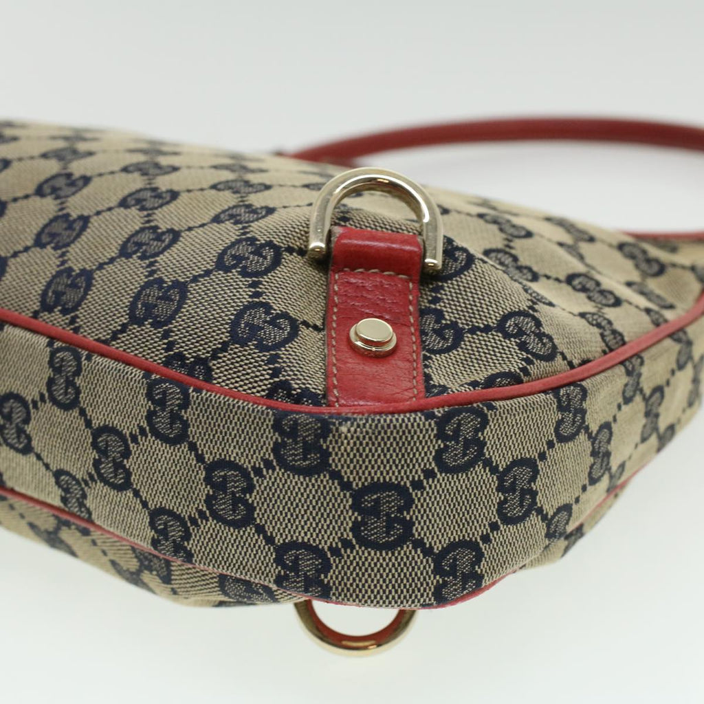GUCCI GG Canvas Shoulder Bag Beige Red fm1893