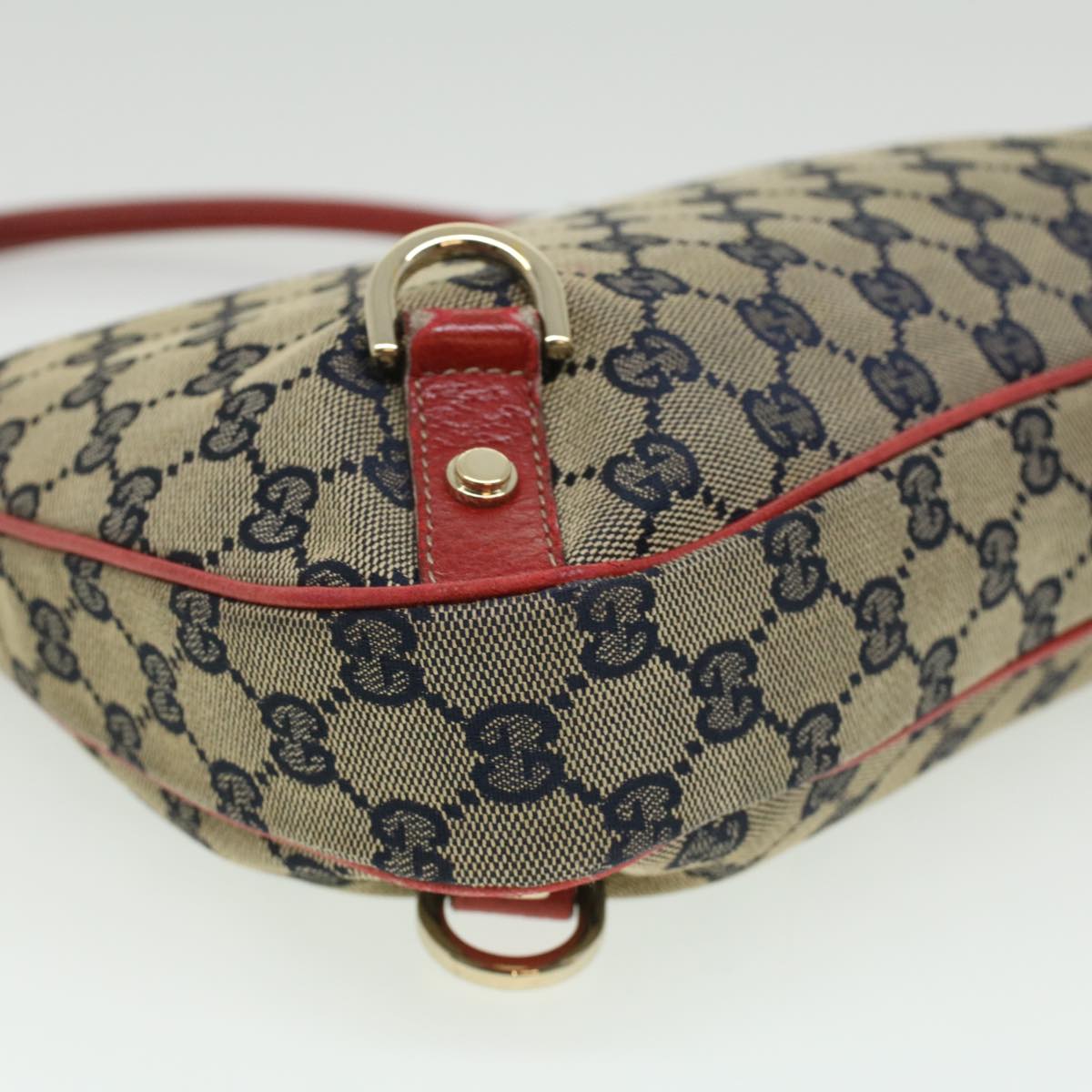 GUCCI GG Canvas Shoulder Bag Beige Red fm1893