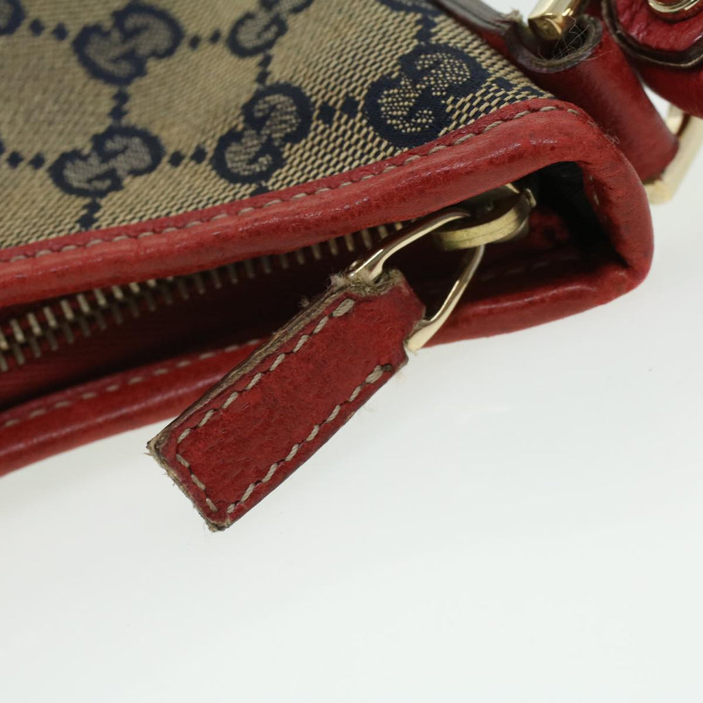 GUCCI GG Canvas Shoulder Bag Beige Red fm1893