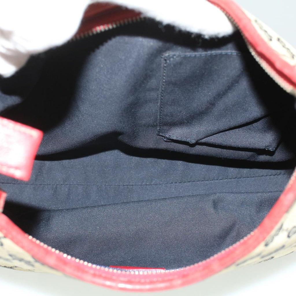 GUCCI GG Canvas Shoulder Bag Beige Red fm1893