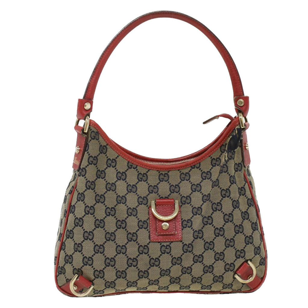 GUCCI GG Canvas Shoulder Bag Beige Red fm1893