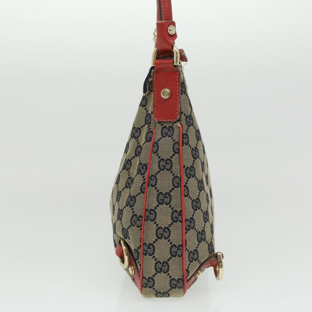 GUCCI GG Canvas Shoulder Bag Beige Red fm1893