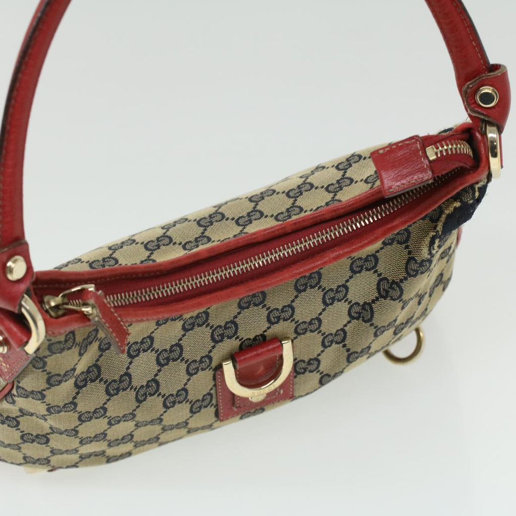GUCCI GG Canvas Shoulder Bag Beige Red fm1893