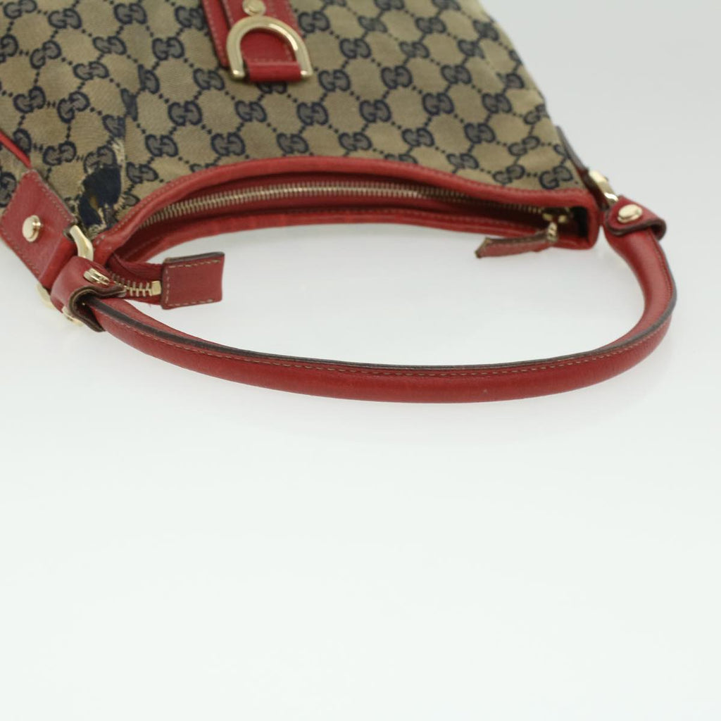 GUCCI GG Canvas Shoulder Bag Beige Red fm1893