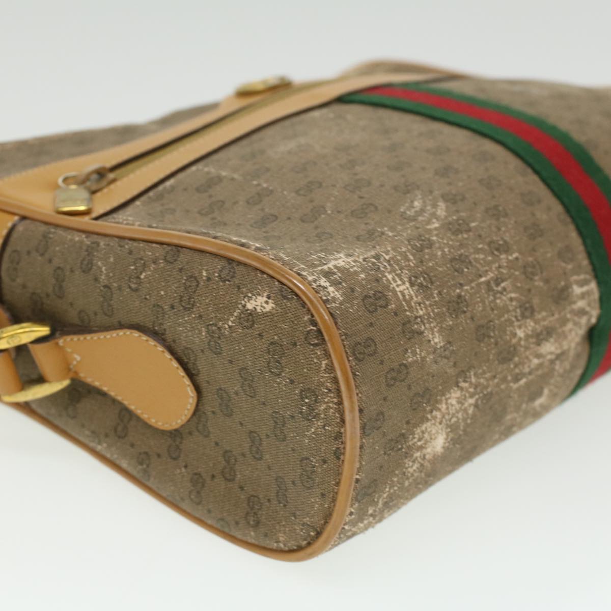 GUCCI Micro GG Canvas Web Sherry Line Shoulder Bag Beige Red Green fm1935