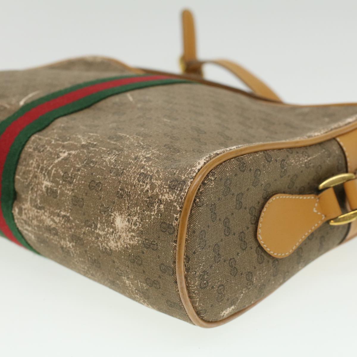 GUCCI Micro GG Canvas Web Sherry Line Shoulder Bag Beige Red Green fm1935